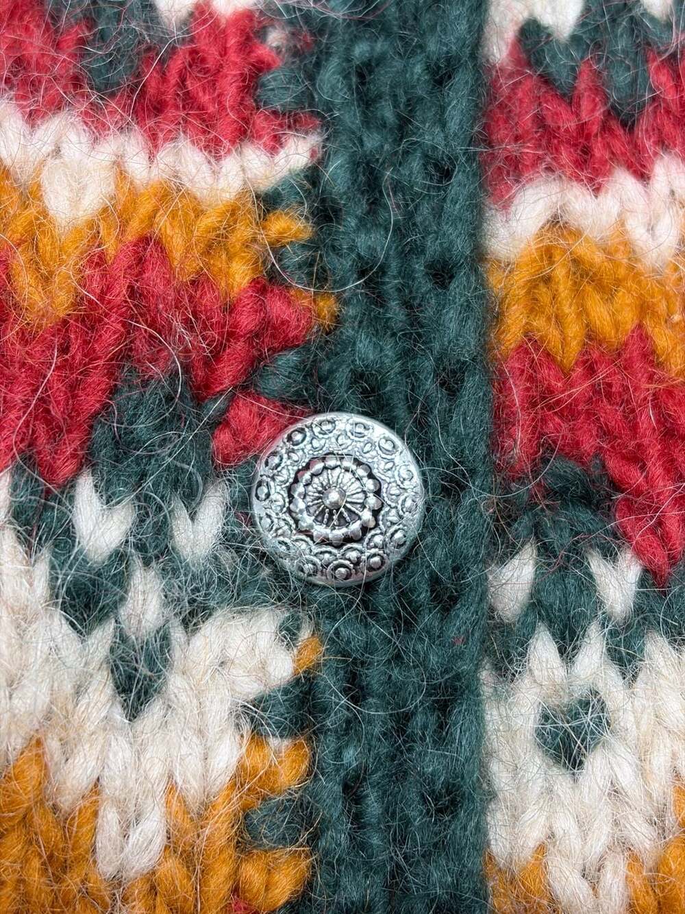 Vintage Iceland Sweaters? Cardigan Pure Wool Knit Folk Nordic Fair Isle Button M - Picture 8 of 13